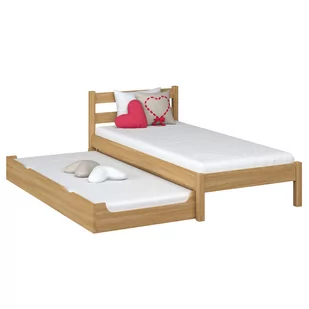 Łóżko pojedyncze z szufladą na materac N01 dąb naturalny 90x200 - Łóżka - miniaturka - grafika 1