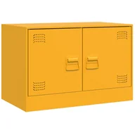 Szafki RTV - vidaXL Szafka pod telewizor musztardowy żółty 67x39x44 cm stalowa - miniaturka - grafika 1