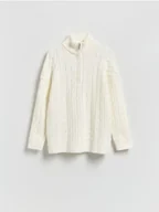 Swetry damskie - Reserved - Sweter z zapięciem na zamek - kremowy - miniaturka - grafika 1