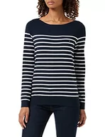 Swetry damskie - Tommy Hilfiger Damski sweter z dzianiny Heritage Boat Neck Sweater, Midnight/Classic .White, XL - miniaturka - grafika 1