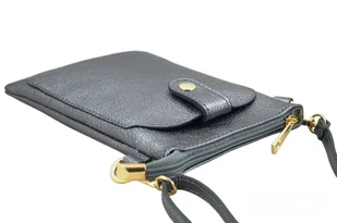 Mini torebka / etui ze skóry metalizowanej - Srebrna ciemna - Etui i futerały do telefonów - miniaturka - grafika 5