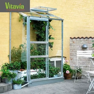 VITAVIA szklarnia przyścienna IDA 900 srebrna (0,9 m2; 0,69 x 1,32 m) + baza - Szklarnie ogrodowe - miniaturka - grafika 1