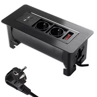 LEDart Spacetronik Spacetronik Metalowe Blatowe Obrotowe z 2x USB Spacetronik SPS-O24B 5903031019551 - Gniazdka elektryczne - miniaturka - grafika 1