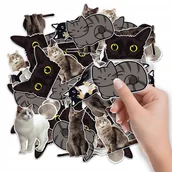 Szkolne artykuły papiernicze - NAKLEJKI NA ZESZYT NALEPKA Z POSTACIAMI SŁODKI KOTEK KOT WZORY 6 SZT - miniaturka - grafika 1