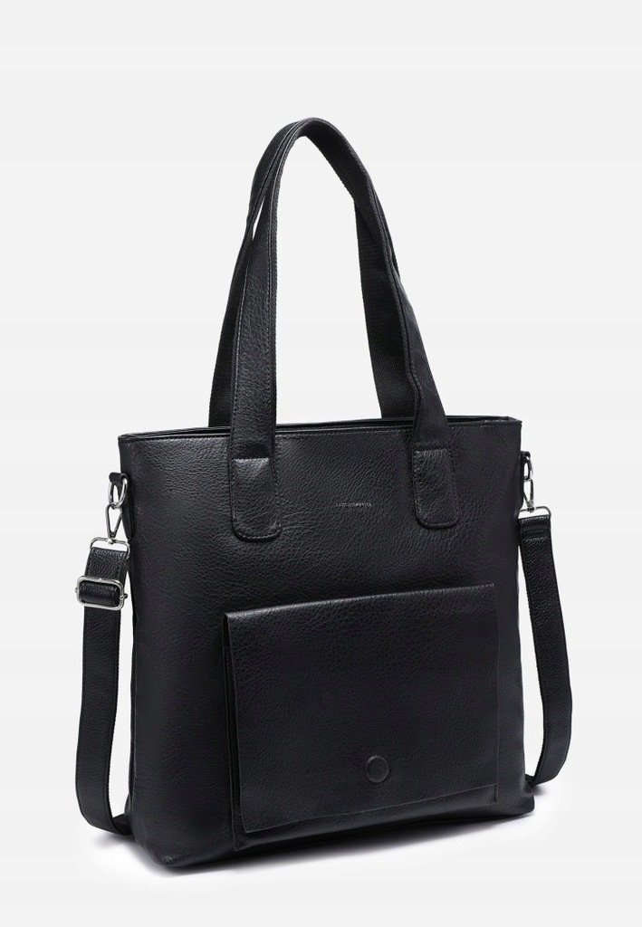 Modna Pojemna Torebka Damska Czarna Shopper Format A4 LUIGISANTO