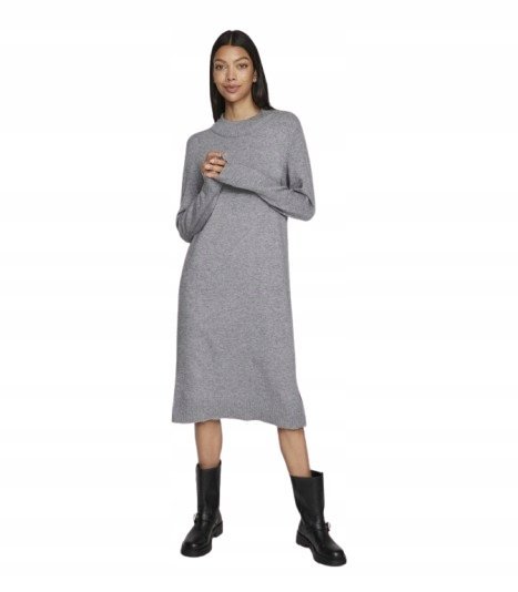 VILA SUKIENKA DZIANINOWA SZARA PÓŁGOLF Z DŁUGIM RĘKAWEM XXL J9A
