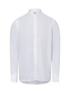 Koszule męskie - Bugatti Męska koszula casual - mandarynka Mężczyźni Slim Fit len biały jednolity, M - miniaturka - grafika 1