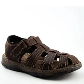 Sandały męskie - McKeylor 95321 męskie sandały skórzane brązowe - miniaturka - grafika 1