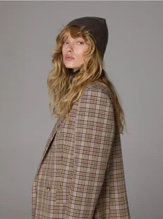 Reserved - Wełniana czapka z dodatkiem kaszmiru - brązowy - Czapki damskie - miniaturka - grafika 1