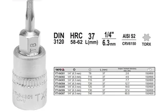 Yato KLUCZ TRZPIENIOWY TORX 1/4 T25 L37MM YT-04305 - Klucze i nasadki - miniaturka - grafika 2