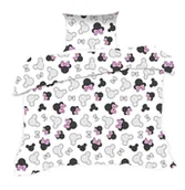 Pościel dla dzieci - Pościel 100x135 myszka biała czarna różowe kokardki Kids z poszewką 40x60 - miniaturka - grafika 1