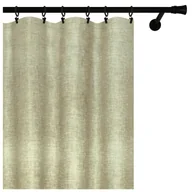 Zasłony - Voppi Zasłona okienna na taśmie 140 x 250 cm zielona zasłona z lnianym wzorem w stylu boho - miniaturka - grafika 1