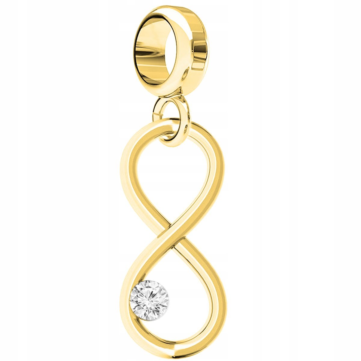 Charms Złoty z Nieskończonością Znak Nieskończoność Cyrkonia SREBRO 925