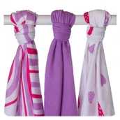 Otulacze - XKKO XKKO PIELUSZKA BAMBUSOWA OTULACZ 70x70 3szt. HEARTS&WAVES LILAC 4019-uniw - miniaturka - grafika 1