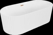 Wanny - Mexen Paola wanna wolnostojąca ryflowana 170 x 80 cm, biała połysk, przelew miedź szczotkowana - 52721708000-65 - miniaturka - grafika 1