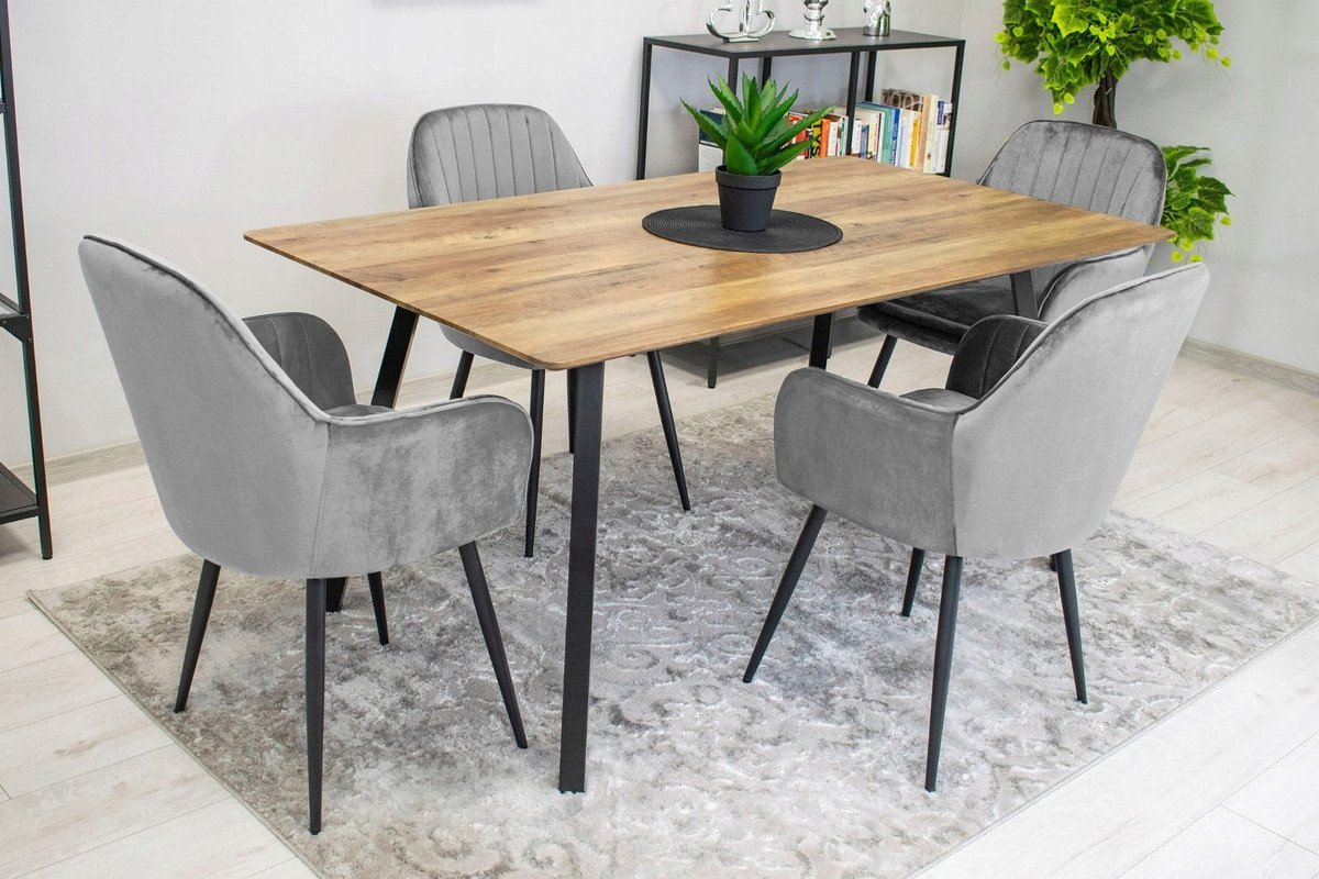 Krzesło LUGO - aksamit srebrno-szary / nogi czarne x 2