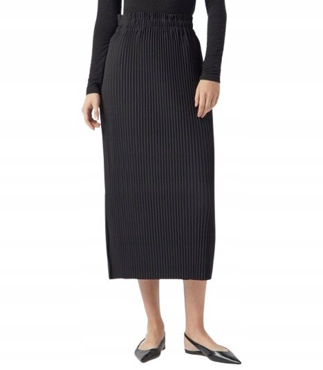 Y.A.S CZARNA PLISOWANA SPÓDNICA MIDI Z WYSOKIM STANEM 34 XQA
