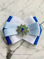 Broszki - Brosza z kwiatkiem z lazurowych kryształków NEW - miniaturka - grafika 1