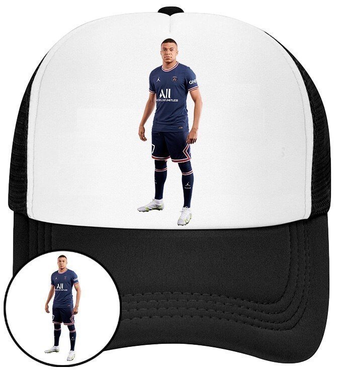 Czapka z Daszkiem Kylian Mbappe Czarna z Nadrukiem Siatka Bejsbolówka