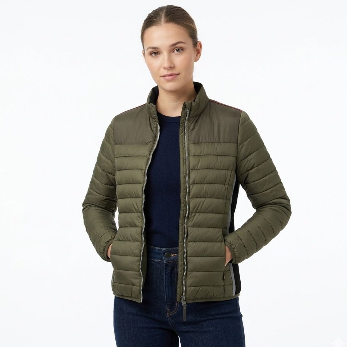 Kurtka damska Zelia zielona pikowana przejściowa-XXL