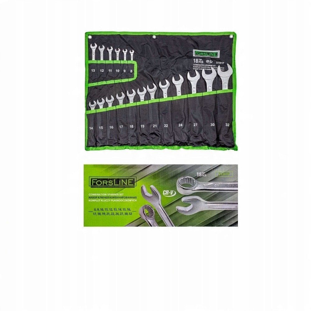 Geko Zestaw kluczy płasko-oczkowych 18el. 8-32mm