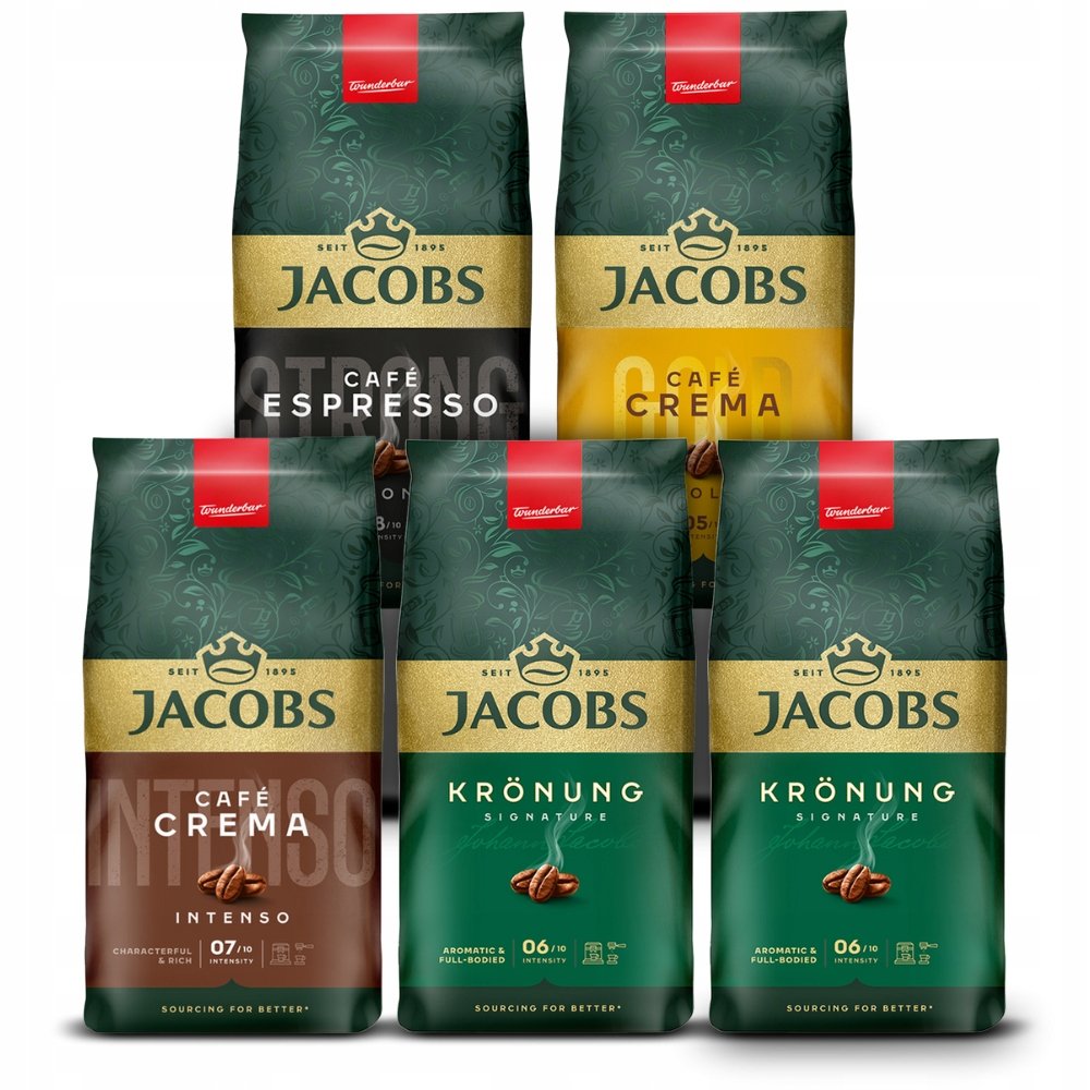 Kawa ziarnista Jacobs Crema, Crema Intenso, 2xKronung, Espresso Intenso 5kg