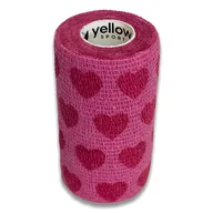 Apteczki i materiały opatrunkowe - yellowBAND Bandaż Kohezyjny 10cm x 4,5m Różowy w Serca - miniaturka - grafika 1