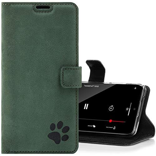SURAZO Skórzane Etui Na Telefon Kompatybilne Samsung Galaxy S21 Ultra (6,8) Zamykanie na Magnes Case Skóra Naturalna Obudowa Ochronna RFID Stojak TV Odporność na wstrząsy Portfel na karty