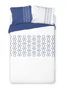 Pościel - Pościel świąteczna z bawełny FARO, biało-niebieska w gwiazdki, 160x200 cm - miniaturka - grafika 1