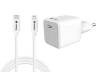 Ładowarki do telefonów - Sandberg USB-C AC Charger +Lightning 1M - miniaturka - grafika 1