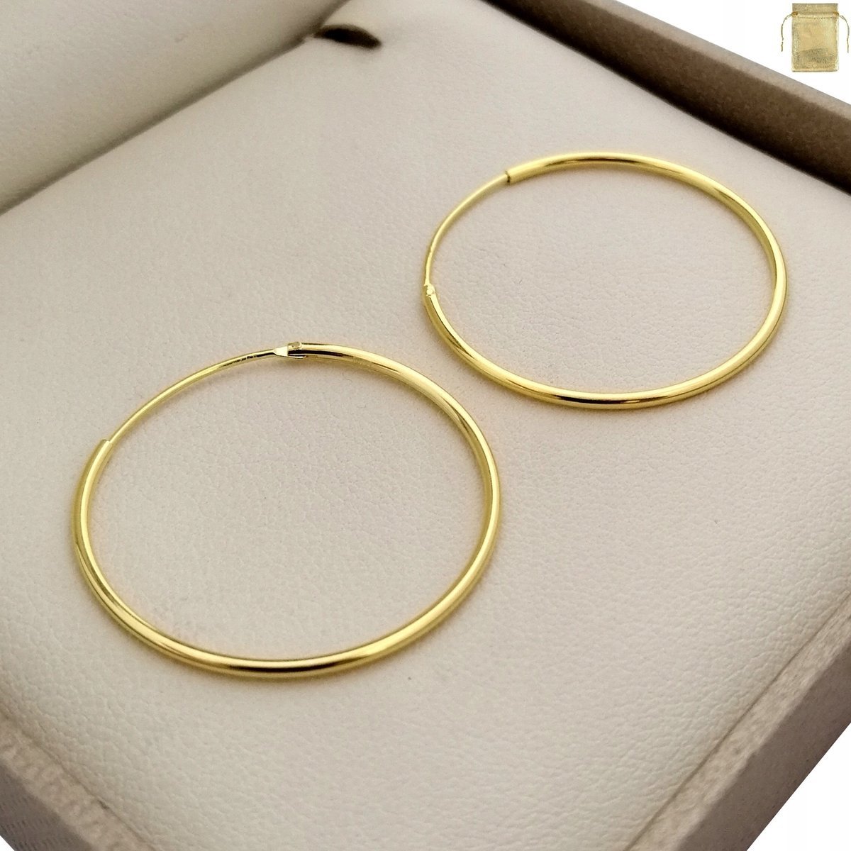 Złote Kolczyki Koła Kółka 3Cm Srebro Próba 925 Złoto 585 Pozłacane Prezent