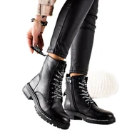 Botki damskie - Goodin Modne Workery Z Ociepleniem czarne - miniaturka - grafika 1