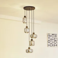 Lampy sufitowe - Lampa wisząca Lindby Hildur, Ø 35 cm, dymny szary, szkło, E27 - miniaturka - grafika 1