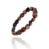 Bransolety męskie - Bransoletka z Kamieniami na Gumce Obsydian Mahoniowy Naturalny Damska Męska - miniaturka - grafika 1