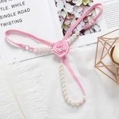 Majtki damskie - Różnokolorowe stringi ozdobne z różą - miniaturka - grafika 1