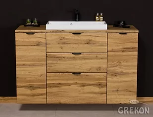 Szafka łazienkowa z umywalką nablatową dąb naturalny 120 cm Victa Gante - Szafki łazienkowe - miniaturka - grafika 1