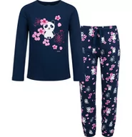 Piżamy dla dziewczynek - Piżama z długim rękawem dla dziewczynki, z misiem panda, granatowa 3-8 lat - miniaturka - grafika 1
