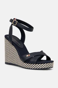 Tommy Hilfiger sandały IM RAFFIA SANDAL kolor granatowy FW0FW08224 - Sandały damskie - miniaturka - grafika 1