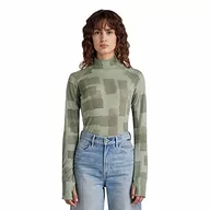 Koszulki i topy damskie - G-STAR RAW Koszulka damska, Turtle Neck Slim AOP ls T-Shirt, wielokolorowa (lt Thymol Tape Marks C565-D459), XS - miniaturka - grafika 1