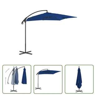 The Living Store Parasol wiszący ze stalowym słupkiem - 250x250 cm - niebieski - Parasol Wiszący - Parasole ogrodowe - miniaturka - grafika 1