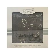 Ręczniki - Komplet ręczników w pudełku 2 szt 50x100 Wspaniałej Mamie Wspaniałemu Tacie szary jasny grafitowy serduszka motylki - miniaturka - grafika 1