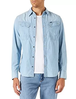 Koszule męskie - G-STAR RAW Męska koszula robocza Slim Shirt, niebieska (Sun Faded Imperial Blue D186-D438), XXL - grafika 1