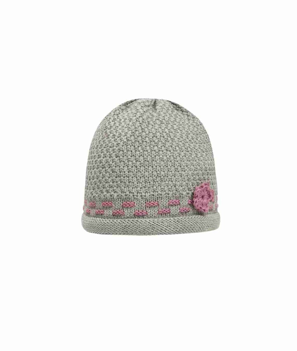 Czapka dziewczęca, szara, kwiatek, Döll