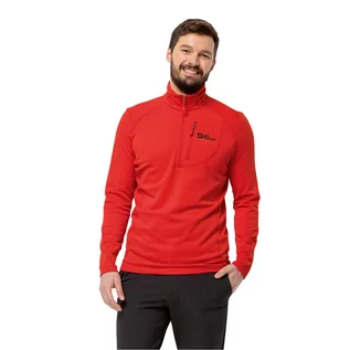 Bluzy męskie - Męska bluza polarowa Jack Wolfskin KOLBENBERG HZ M strong red - L - grafika 1