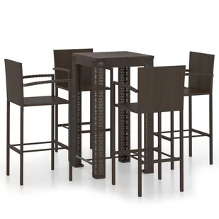 vidaXL 5-cz zestaw mebli barowych z podłokietnikami rattan PE brąz 3064807 - Pozostałe meble ogrodowe - miniaturka - grafika 1