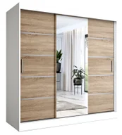 Szafy - Szafa przesuwna 200 cm biały + dąb sonoma K4-T62 - miniaturka - grafika 1