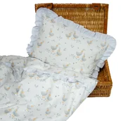 Pościel dla dzieci - Pościel do łóżeczka GĄSKI z falbanką 100x135 - miniaturka - grafika 1