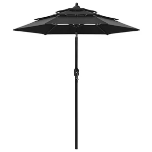 vidaXL 3-poziomowy parasol na aluminiowym słupku czarny 2 m 313858 - Parasole ogrodowe - miniaturka - grafika 1