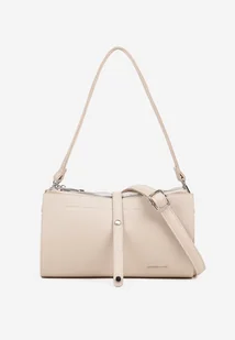 Jasnobeżowa Torebka Mała Listonoszka z Suwakiem Paskiem i Rączką Lumineae - Torebki damskie - miniaturka - grafika 1