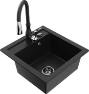 Zlewozmywaki z baterią - Mexen Vito zlewozmywak granitowy 1-komorowy z baterią kuchenną Savita, czarny - 6503-77-672601-70-B - miniaturka - grafika 1